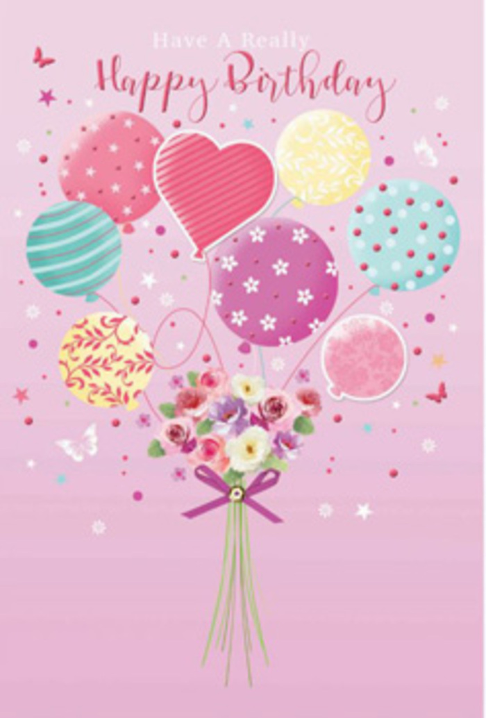 This pastel birthday design brings a gentle sense of celebration, as if a bouquet has floated up from the riverside paths of Canary Wharf into a dreamy sky. The background is a soft blush pink, warm and inviting, giving the illustration an intimate, heartfelt feel. In the centre, a cluster of pastel balloons rises gracefully, their strings gathered at a floral base. Each balloon is decorated with playful artistry: candy-coloured stripes curve around some, while others are dotted with sprightly polka dots or adorned with light floral patterns. The colours-dusty rose, seafoam green, pale lemon, and lavender-blend together softly, reminiscent of reflections on the water near the wharf. At the base, a charming hand-tied bouquet anchors the composition, composed of petite roses and daisy-like flowers in creamy white, blush pink, and powdery mauve. The petals appear plush and freshly opened, as though arranged that morning by Florists Canary Wharf for a birthday surprise delivery. A sparkling purple bow cinches the stems, its satin texture catching subtle glimmers of light, suggesting a careful, finishing touch. Around the bouquet and balloons, tiny butterflies and whimsical star accents drift gently, adding a sense of enchantment and lightness. Soft lighting bathes the entire scene, gliding over the balloons' smooth surfaces and enhancing the natural curves and gentle shading of each petal. The mood evokes a calm yet joyful celebration, ideal for a birthday card destined for someone who loves both flowers and the serene, modern charm of the Docklands. Every detail feels thoughtfully composed, turning a simple greeting into a small, memorable moment of beauty.